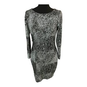 Belle Badgley Mischka Black and White Long Sleeve Dress - 12